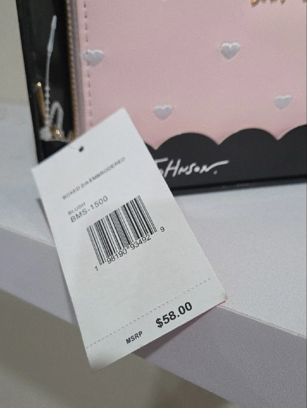 Betsey Johnson Pink Heart Zip-Around Wallet with Removable Wristlet